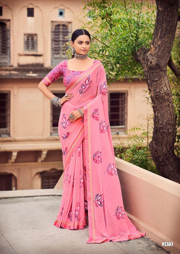 Kashvi Sunheri Ethnic Wear Printed Fancy Georgette Saree Collection